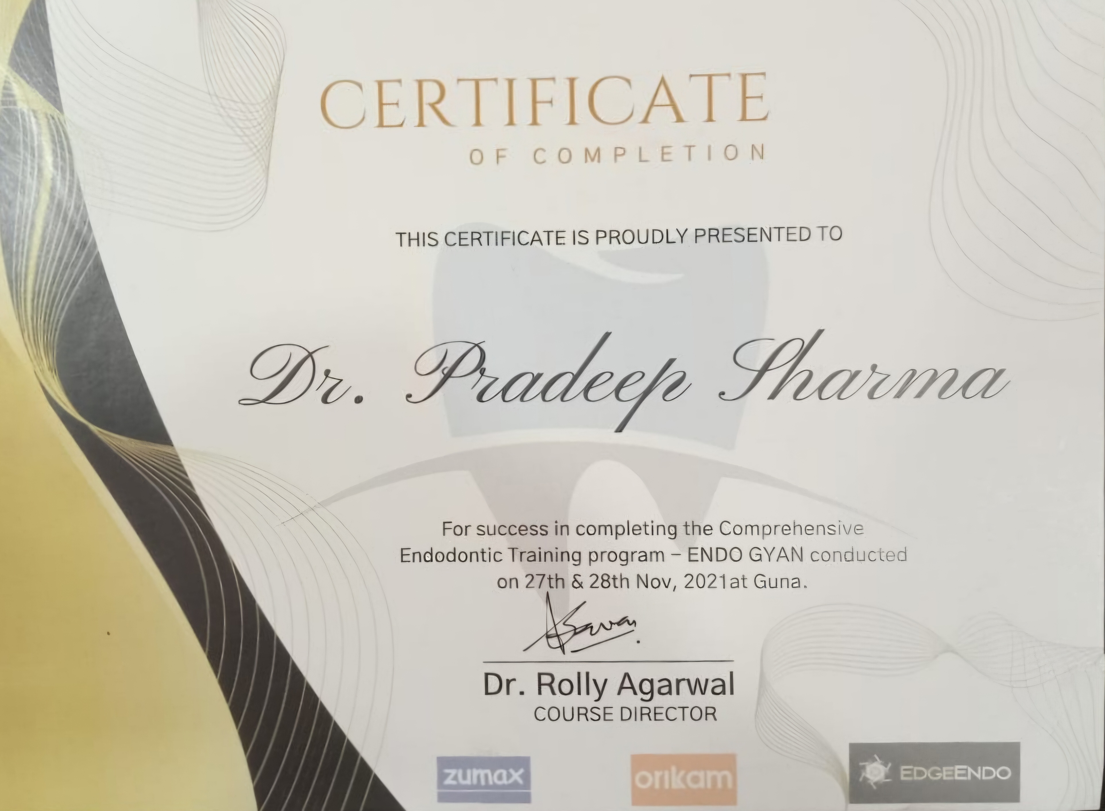 Endodontic Training Certificate